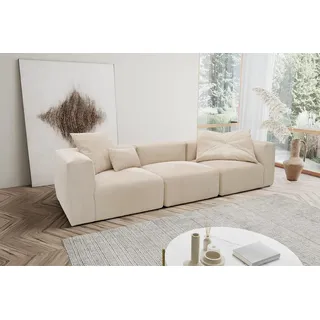 DOMO. collection Sofa Malia, Cord Modul-Sofa, 3-Sitzer aus 2 x Ecksessel und 1 x Sessel, Bigsofa, Modul-Couch, 3 Polster-Elemente, 3er Couch, 301 x 108 x 69 cm (BxTxH), beige