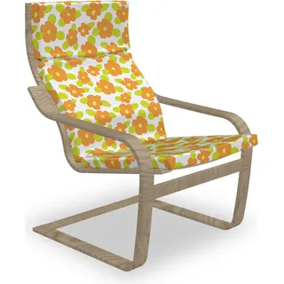 ABAKUHAUS Orange Poäng Sessel Polster, Kind-Mädchen-Doodle Floral, Sitzkissen mit Stuhlkissen mit Hakenschlaufe und Reißverschluss, Apfel, Grün, Orange - Orange