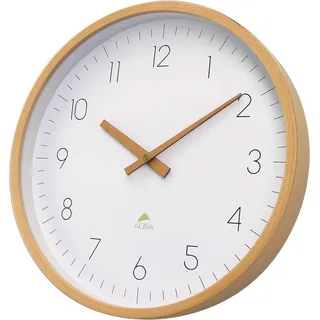 Alba Krapf ALBA Wanduhr Buche/Glas, Helles Holz/weißer Boden, Moyen