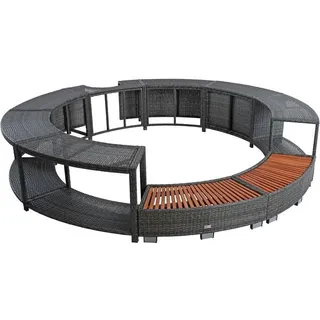 Whirlpool Umrandung Poolumrandung Poolverkleidung Rattan Rahmen Anthrazit-Grau - Grau
