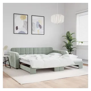 vidaXL Tagesbett Ausziehbar Hellgrau 100x200 cm Samt