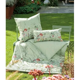 Janine Bettwäsche CARMEN S Jersey 135x200 cm, mit 1 Kissen Bettbezug Bettzeug - Grün