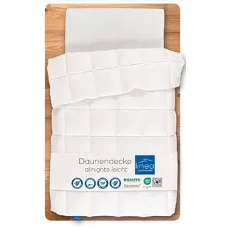 linea by böhmerwald - allnights - kuschelige Bettdecke leicht, 135x200, 100% Neue Federn & Daunen, Allergiker geeignet, waschbar bis 60°C, in Deutschland produziert