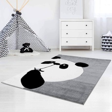 Bild von Kinderteppich Bueno Panda-Bär in Grau mit Konturenschnitt, Glanzgarn für Kinderzimmer; Größe: 80x150 cm