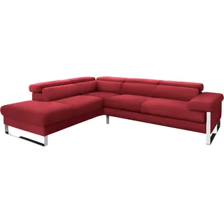 W.Schillig Ecksofa »finn, toller Sitzkomfort, L-Form, hochwertige Verarbeitungsdetails« German Design Award 2016, Fußgestell Chrom glänzend, Breite 281 cm, rot