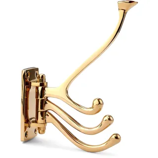 NKlaus 4-facher Kleiderhaken schwenkbar Messing massiv gold Maritim Garderobenhaken 11613