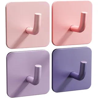 DEKAZIA® Kleiderhaken Kinder 4er-Set Mädchen Rosa-Lila Pastell | Kindergarderobe Haken Garderobenhaken Wandhaken Kinderzimmer Klebehaken selbstklebend