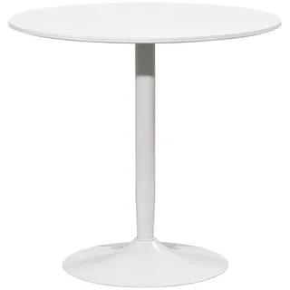 Homcom Esstisch Runder Küchentisch, Rutschfester Esszimmertisch für 2 Personen Weiß , Metall , Nachbildung , Säule , 80x75x80 cm , Esszimmer, Esstische