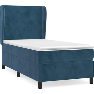 vidaXL Boxspringbett mit Matratze Dunkelblau 80x200 cm Samt - Blau