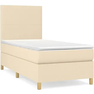 vidaXL Boxspringbett mit Matratze Creme 80x200 cm Stoff - Creme