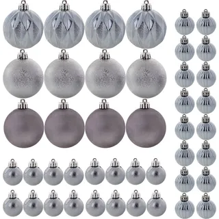 KADAX Weihnachtskugeln aus Kunststoff, Set aus 44 Kuglen, Graphit - Grau
