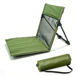 Chingcoo Sitzkissen mit Rückenlehne Stadion,Klappbares Tribünenkissen Faltbarer Bodenstuhl Outdoor, Leichter Strandstuhl Klappbar für Camping, Picknick, Garten, Tribüne (Grün-38 × 38,8 × 40,5 cm)