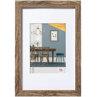 walther + design walther design Bilderrahmen nussbaum 50 x 60 cm mit Kunstglas und Passepartout Fiorito Holzrahmen EFX060N