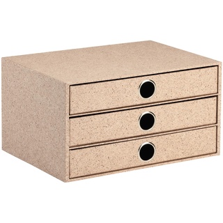 Rössler SOHO 3er Schubladenbox A4 aus Papier | Büro Organizer Schreibtisch| Schubladen Organizer Büro Zubehör & Bürobedarf | Schreibtisch Organizer Box | 34 x 25 x 19 cm | 1 Stück | Farbe: Cacao