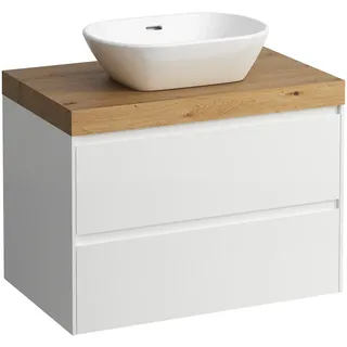 LAUFEN LANI Waschtischplatte wildeiche inklusive Unterschrank, 1 Ausschnitt mittig, 785x495x580mm, H4065511122611, Farbe: Weiß glänzend