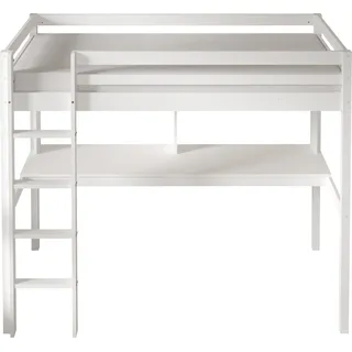 Sunny Sil Hochbett aus Holz mit Schreibtisch in Weiß | Kinderbett ohne Matratze | Einzelbett mit Treppe in 208 x 100,5 x 172 cm | Für Matratzengröße: - Weiß