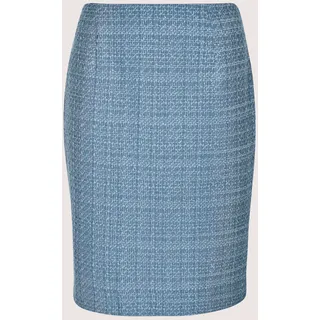 Bleistiftrock MADELEINE "Bouclérock Bleistiftrock in Tweed-Optik", Damen, Gr. 44, blau (rauchblau), Obermaterial: 80% Polyester PES. 20% Wolle mw., Modern, figurbetont, Röcke Bleistiftrock, Kurzer Tweedrock