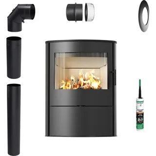 Freistehender Kaminofen Koza KRATKI ROLLO 2 10 kW fi150 für Holzset - Schwarz