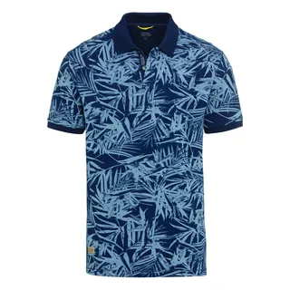 camel active Herren Piqué Poloshirt mit Allover Print Blau Menswear-M