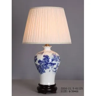 Fine Asianliving Chinesische Tischlampe Porzellan mit Lampenschirm E27 Orientalische Tischleuchte Keramik Nachttischlampen Schlafzimmer Wohnzimmer
