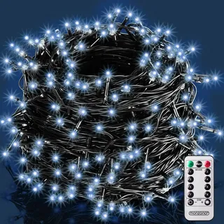 monzana MONZANA® 200 LED Lichterkette 20m Weihnachtsbaum Außen Innen Timer 8 Modi Dimmbar Fernbedienung IP44 Fenster Deko Weihnachten Beleuchtung Kaltweiß