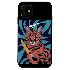 Hülle für iPhone 11 Halloween Katze Messer Design Witzige Tier Katzen