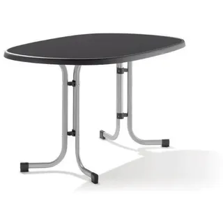Sieger Boulevard-Klapptisch mit mecalit-Pro-Platte 140 x 90 x 72 cm graphit/schieferdekor anthrazit oval