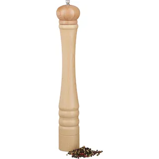 2 x Pfeffermühle Holz, Keramikmahlwerk, groß, klassisches Design, Gewürzmühle, HxBxT: 40 x 6 x 6 cm, natur - Hellbraun