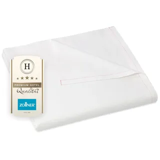 ZOLLNER Bettlaken oder Bettdecke für den Sommer - Baumwoll-MISCHGEWEBE - 320x330 cm in weiß - ohne Gummizug - Hotelqualität