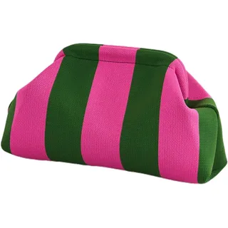 Uwiyo Damen Clutch Handtasche, Sommer Strand Clutch Damen Gestrickt Gestreift Dumpling Bag Clutche Clutche Geldbörsen Handtasche für Sommerstrände, Shopping, Reisen (Rosa/Grün)