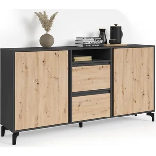 INOSIGN Sideboard »Blackwood«, Breite 180 cm, Korpus Anthrazit mit Absetzung in eiche), schwarz