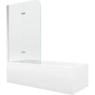 Mexen Vega rechteckige Wanne 180 x 80 cm mit Verkleidung und 2-flügeligem Paravent 100 cm, transparent, Chrom - 550118080X90100?