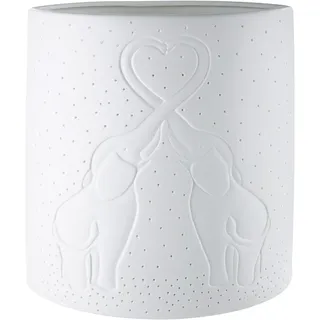 GILDE Lampe Tischlampe Elefantenliebe Porzellan weiß Höhe 20 cm, 32017