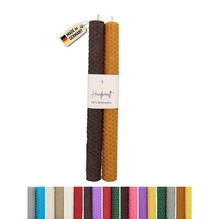 Wachsmann Bienenwachskerzen handgerollt, 100% Bienenwachs, 2er Set in vielen Farben, Made in Germany