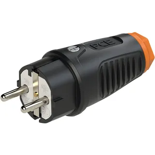 PCE Schutzkontaktstecker Gummi (schwarz/orange)
