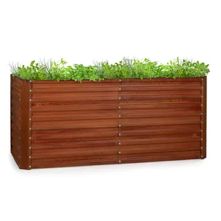 blumfeldt Rust Grow Hochbeet Gartenbeet, verzinktes Stahlblech, Materialstärke: 0,6 mm, einfache Montage, Rost-Finish, 200 x 90 x 100 cm (BxHxT) Rost