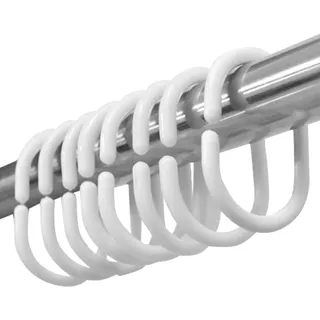 SZXMDKH Ringe, 12 Pack, Weiß, 4.6 x 2.9 cm Innendurchmesser für Duschvorhangstangen und Duschvorhangwinkelstangen, Duschringe, aus stabilem Kunststoff, , Duschvorhangring, Transparent