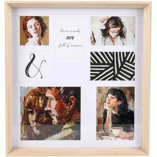 Monee Multirahmen , Naturfarben , Metall, Glas, Papier, Holzwerkstoff , quadratisch , 43.8x47x4 cm , Passepartout , Bilder & Rahmen, Bilderrahmen, Metallrahmen