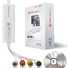 DIGITNOW! USB 2.0 Video Capture Card,VHS VCR TV zu DVD Converter,Unterstützung für Mac OS X PC Windows 7 8 10 White Medium