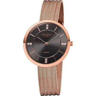 Regent Damen Uhr F-1157 Metall Quarz Armbanduhr Metallarmband rosegold D2URF1157