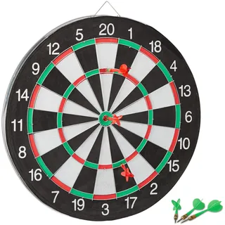 Relaxdays Dartscheibe X1 zweiseitig inkl. 6 Steeldarts