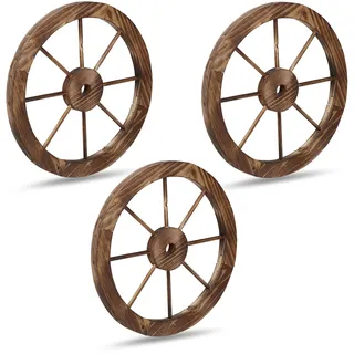 Relaxdays Wagenrad Holz 40 x 40 cm Braun