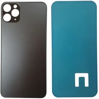 DHLK® Rückseite Glas Akkudeckel Ersatz kompatibel mit iPhone 11 Pro Max - Rückglas KEIN Logo (Schwarz)