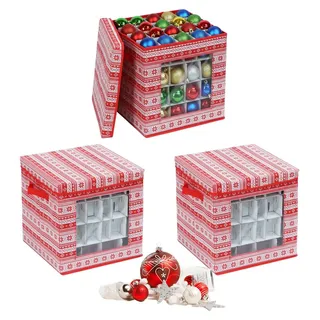 Aufbewahrungsboxen für Weihnachtskugeln, 3er-Set mit Trennwänden