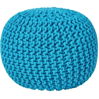 Homescapes Strick-Pouf türkis, 40/40/35 cm , Textil , Uni , Rund , 40x35x40 cm , Wohnzimmer, Sessel, Hocker & Hockerbänke, Poufs