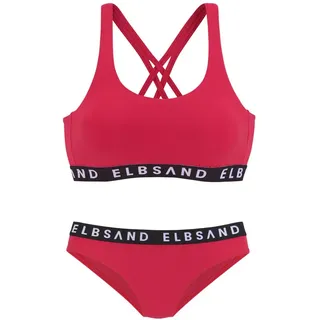 ELBSAND Bustier-Bikini mit kontrastfarbenen Schriftzügen Elbsand rot Gr.34 Cup C/D