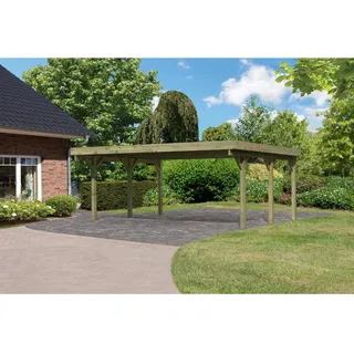 Karibu Doppelcarport Classic 5,64 x 3,96 m braun inkl. Pfostenanker