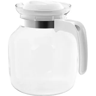 Hitzebeständiger Glaskrug - Teekanne - 1,5 l - Deckel für Tee - Lebensmittelecht (FCM) - Weiß