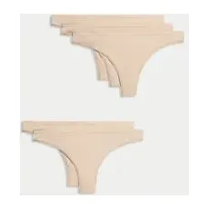 Womens M&S Collection 5pk No VPL Microfibre Low Rise Thongs - Rose Quartz, Rose Quartz - 16