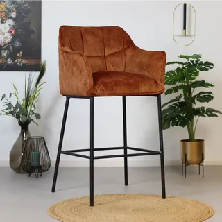 Bronx71 Barhocker Jaxon Samt mit Armlehne kupfer 82cm - Kupfer